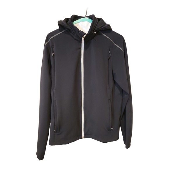 Lululemon Active GolfJacket Mens LARGE - Black Full Zip Hooded Running Jacket